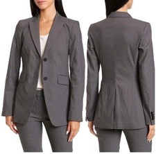 New Theory Andorie Textured Stretch Slim Fit Blazer In Gray Stone. Size 6