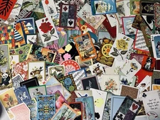 Mixed Lot 75 Random Playing Cards Ephemera Junk Journal Paper Craft Most Vintage