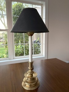 Tall Table Lamp Base Brass Finish Tall Candlestick Style Height 23" with Shade