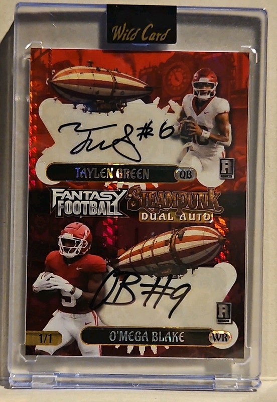 1/1 Dual Auto Taylen Green O'mega Blake 2026 Wild Card Steampunk Arkansas 