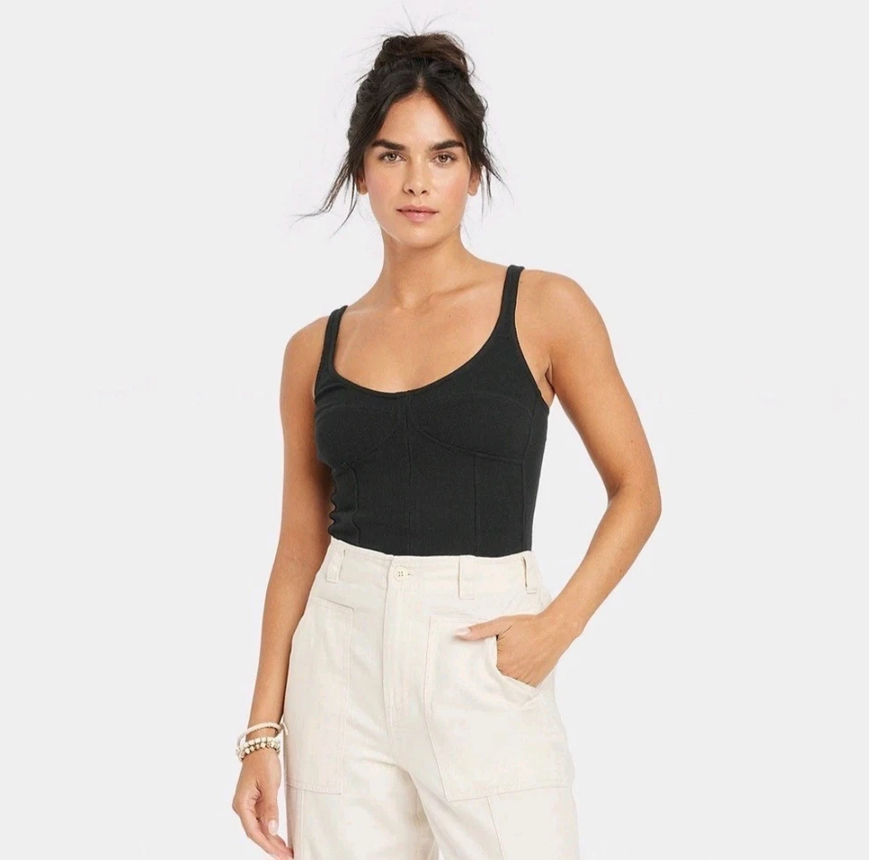 CONJUNTO CORSÉ Camiseta sin mangas acanalada abigarrada talla S Y2k estilo retro años 90 capas  Foto 4 de 4