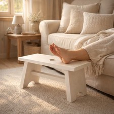 Stool wood white heart country house footstool flower stool shabby chic 38 cm