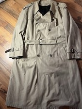 Vintage Bugatti Men’s Trench Coat – Olive/Khaki with Removable Plaid Lining XL