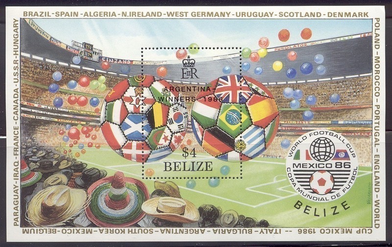 Belize - 1986 MNH Soccer Souvenir sheet 827 cv 10.00