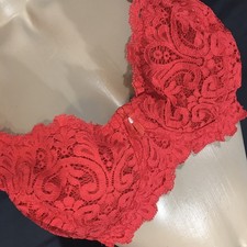 Vtg Frederick  s of Hollywood Red Orange Lace Underwire Bra 36 D