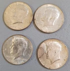 1964 Kennedy Silver Half Dollars, 90% Silver, Lot of 4 Coins, 12.5 Grams Each