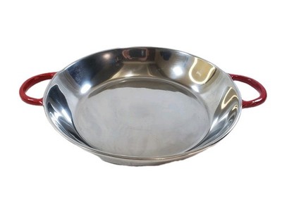 Nima Oberoi Lunares San Miguel Paella Serving Pan 10'' Hand-made Red Handles