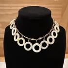 Vintage mother of pearl choker necklace/anklet costume jewelry 12 Inches L@@K
