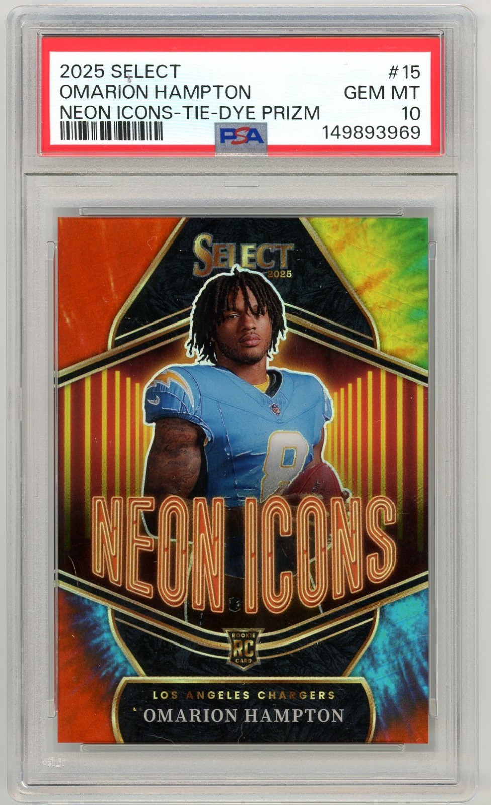 Omarion Hampton Panini Select Phenomenon #15 Tie-Dye Prizm