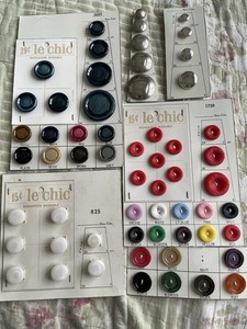 La Mode New Vtg 60s Lot Of 6 Salesman Cards With 59 Multicolor Buttons