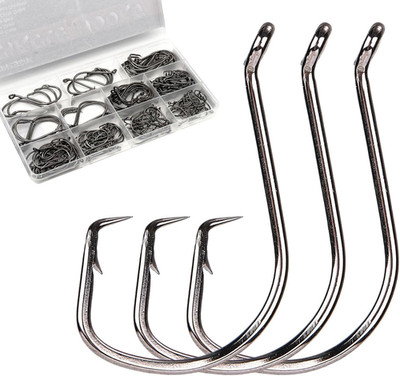 170Pcs Octopus Circle Hooks Freshwater, Sturdy Catfish Hooks Offset Circle Fishi