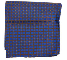 NWOT Italo Ferretti Iridescent Brown Blue Geo Silk Pocket Square Italy 14"