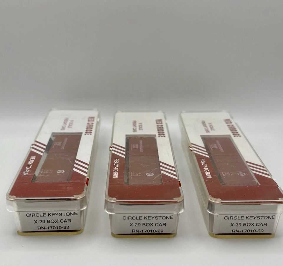 RARE NIOB N Red Caboose 17011 Circle Keystone X-29 40’ Boxcars PRR Set Of 3 Rd # - Image 4 of 4