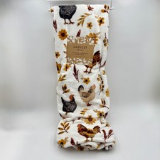 Harvest Falls Oversized Plush Throw Blanket Chicken Cottage Floral 60 x 70