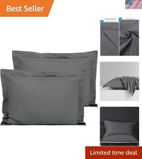 Microfiber Standard Pillow Shams Set of 2, Dark Grey