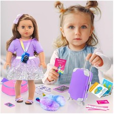 Doll Travel Accessories with Purple Suitcase