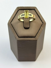 yellow citrine and diamond ring 9ct yellow gold emerald cut , Hallmarked Size o