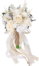 White Champagne Artificial Roses Wedding Bouquets for Bride Bridesmaid Decor