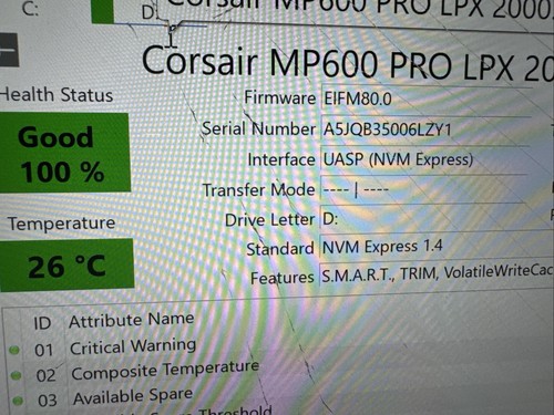 CORSAIR - MP600 PRO LPX 2TB Interne SSD PCIe Gen 4 x4 Kühlkörper 100% guter Zustand - Bild 3 von 5