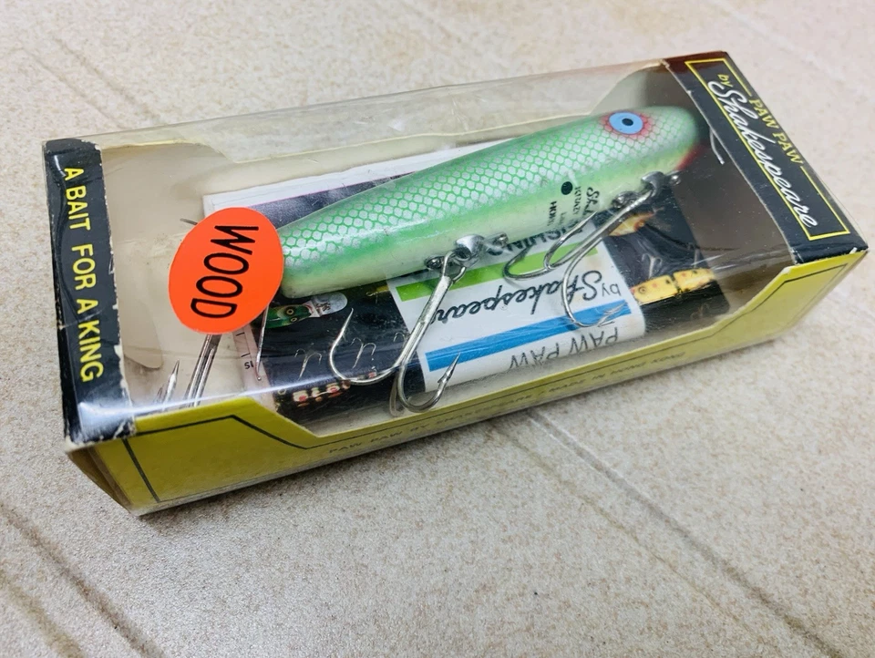 VINTAGE SHAKESPEARE HOLZ-WOBBLER NEU & ORIGINAL BOX no DAM Daiwa Blinker Spinner - Bild 2 von 4