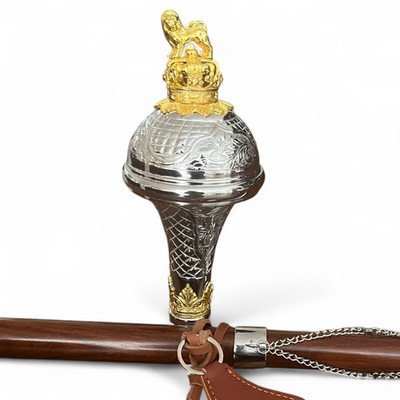 Geoffrey | Drum Major Mace Stick Bagpipe Marching Band | Lion Crown Head | 54''