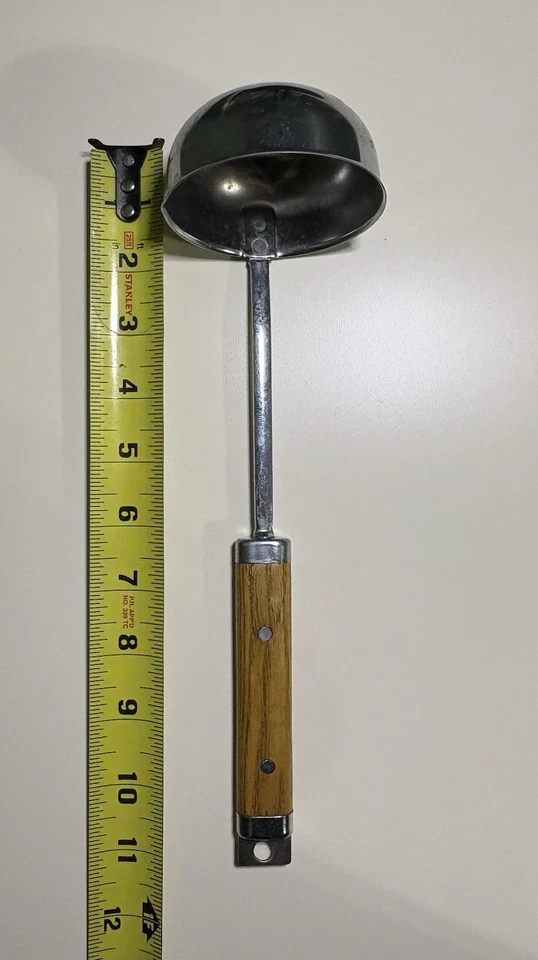 Chrome Foley Ladle VTG Kitchen Tool Utensil Wood Handle - Image 4 of 4