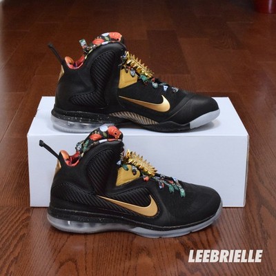 Size 11.5 -Nike Lebron 9 Watch the Throne Black Metallic Gold