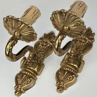 VINTAGE FRENCH PAIR OF ORNATE BRASS WALL LIGHT SCONCES TRADITIONAL LIGHTING