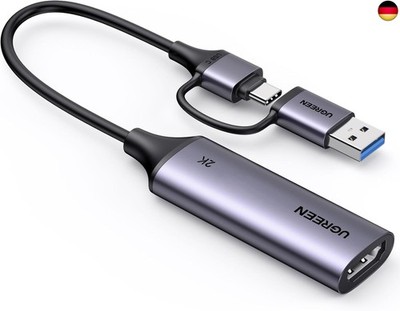 UGREEN Video Capture Card, USB 3.0 HDMI auf USB C/A Videoaufnahmekarte, 4K