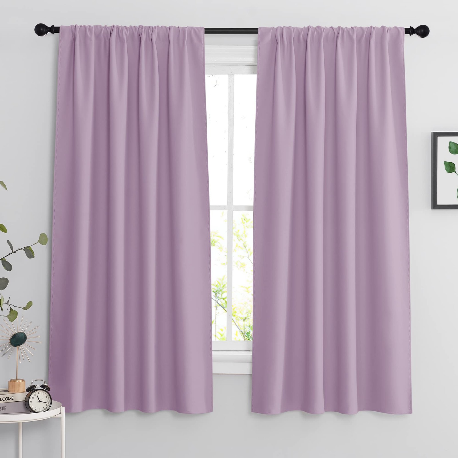 RYB HOME Bedroom Curtains Solid Blackout Panels Rod Pocket Thermal Insulated ...