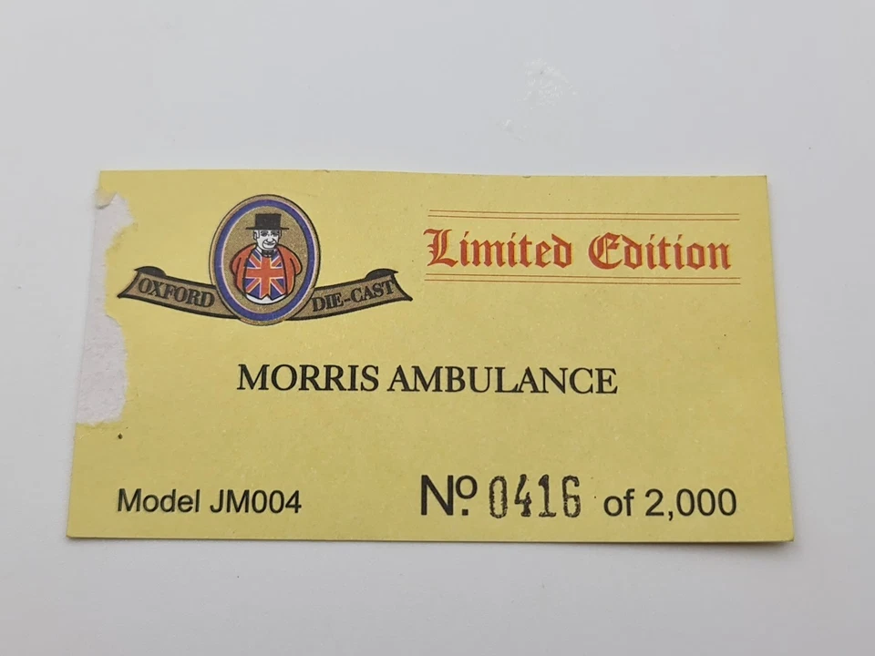 Oxford Diecast Morris J2 London Ambulance LCC - JM004  Limited Edition 1/43 MIMB - Image 3 of 4