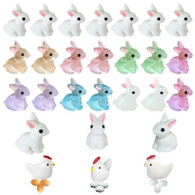 Erewa 36Pcs Easter Mini Resin Animal Figures Rabbits, Likely Pastel Colors 