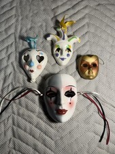    Ceramic Mardi Gras Mask, New Orleans Lot Of 4 Miniature Mask