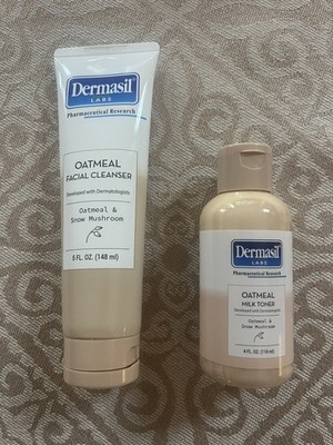  Dermasil Oatmeal Milk Toner (4oz) and Oatmeal Facial Cleanser (5oz) Set New