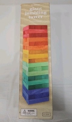 RAINBOW Giant Jumbling Tower Super Fly~54 Wooden Hand-Dyed Colored Blocks~NIB