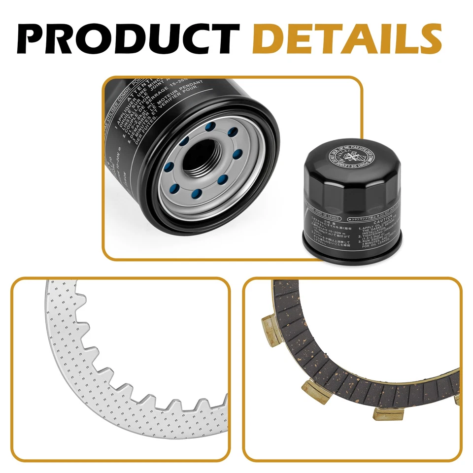 Filtro de aceite de junta de placas de fricción de embrague para Kawasaki Vulcan 900 VN900B VN900D/C Foto 4 de 4