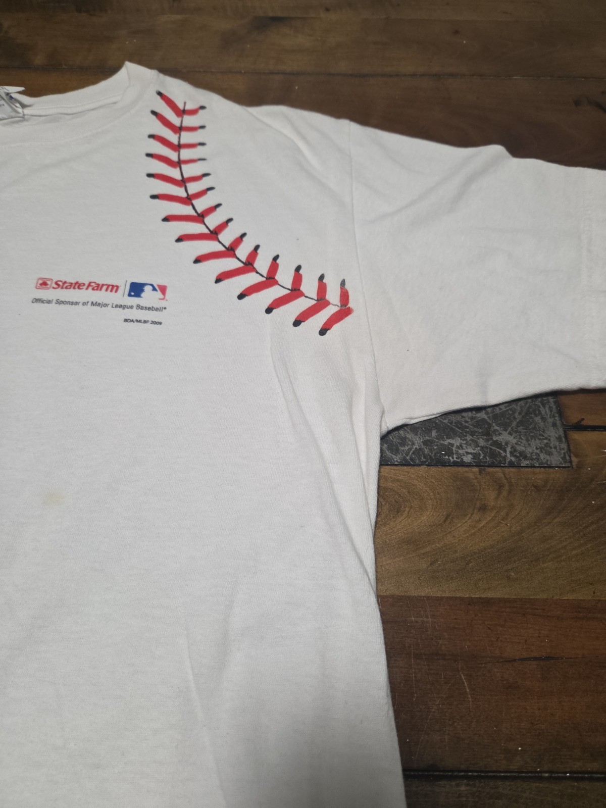 Vintage 2009 State Farm MLB Promo T-Shirt White Baseball Stitch Graphic XL image 9
