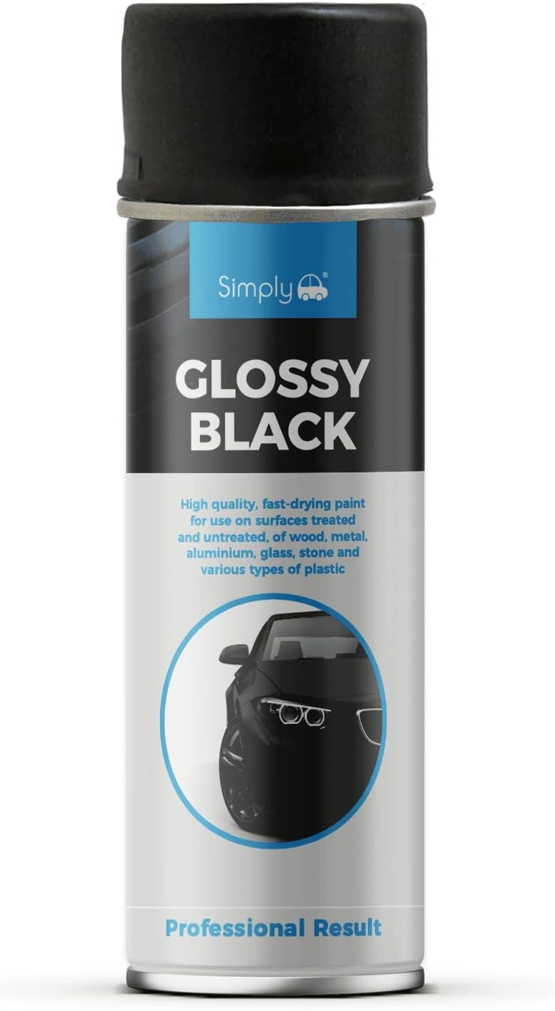 Simply SP-022 Glossy Black Spray Paint 500ml – Fast Drying – High Adhesion
