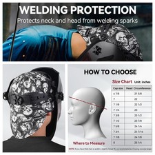 ARCCAPTAIN 8 Panel Reversible Welding Cap 10oz Fireproof Cotton Skull Safety Hat
