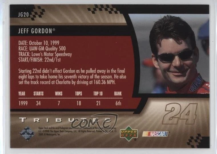 2000 Upper Deck Jeff Gordon Tribute Jeff Gordon #JG20 HOF - Image 2 of 2