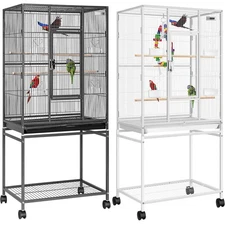 54 Inch Wrought Iron Large Bird Flight Cage with Rolling Stand Parrot Finch Cage