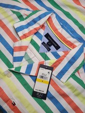 NEW - Tommy Hilfiger, Multicolor Striped SS Button Front Shirt, Men's M. B110