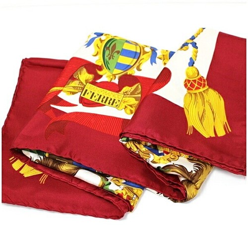 Authentic GIANFRANCO FERRE Silk Scarf Ivory x Red Used A Rank GIANFRANCO FERRE - 第 7/7 張圖片