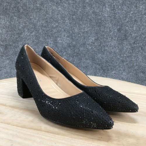 Adrienne Vittadini Shoes Womens 7.5M Fiona Rhinestone Slip On Pump Black Pointy - Picture 16 of 18