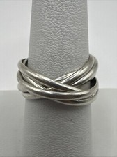 6 Interlocking Band Sterling Silver Ring Size 9 6.8g 