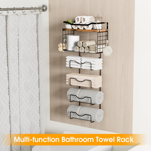 Towel Racks for Bathroom,Towel Rack Wall Mounted, 6 Tier Rolled or Folded Towel - Picture 3 of 7