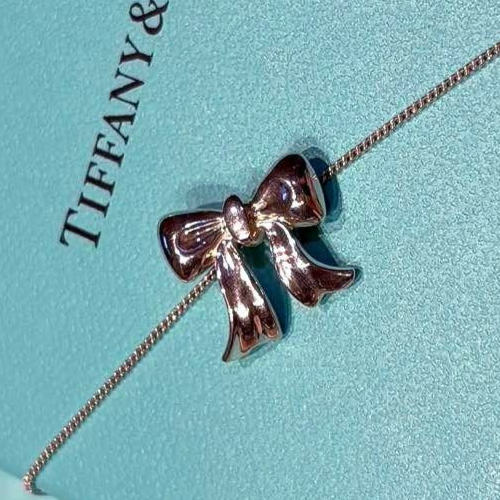 TIFFANY & CO. Necklace Silver 925 w/pouch Bow Pendant Chain Signed Rare Vintage - Picture 11 of 11