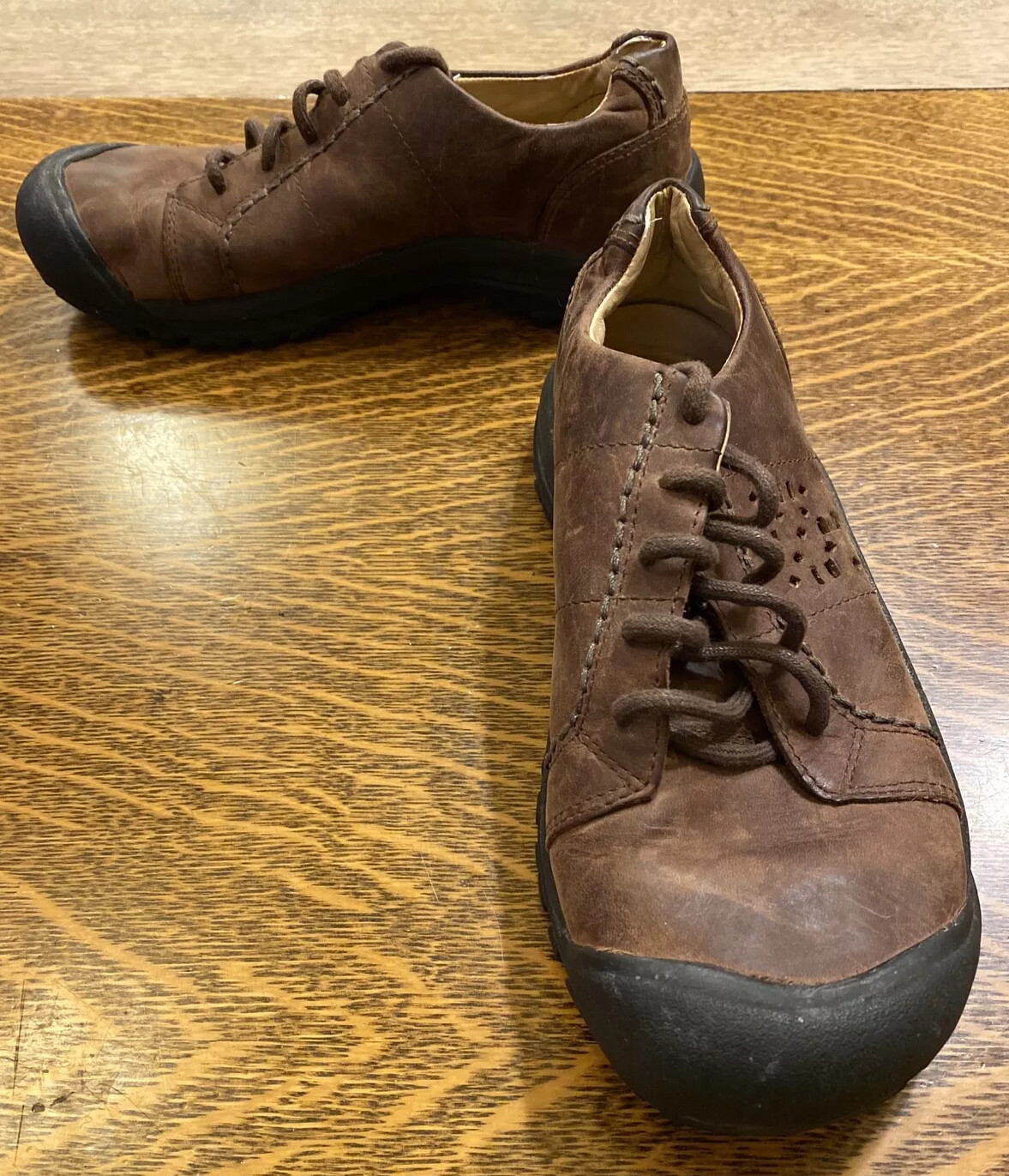 Scarpe Oxford Keen 5435 POSL donna 6 M pelle marrone escursionismo trail ritagli pizzo