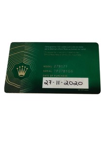 rolex card