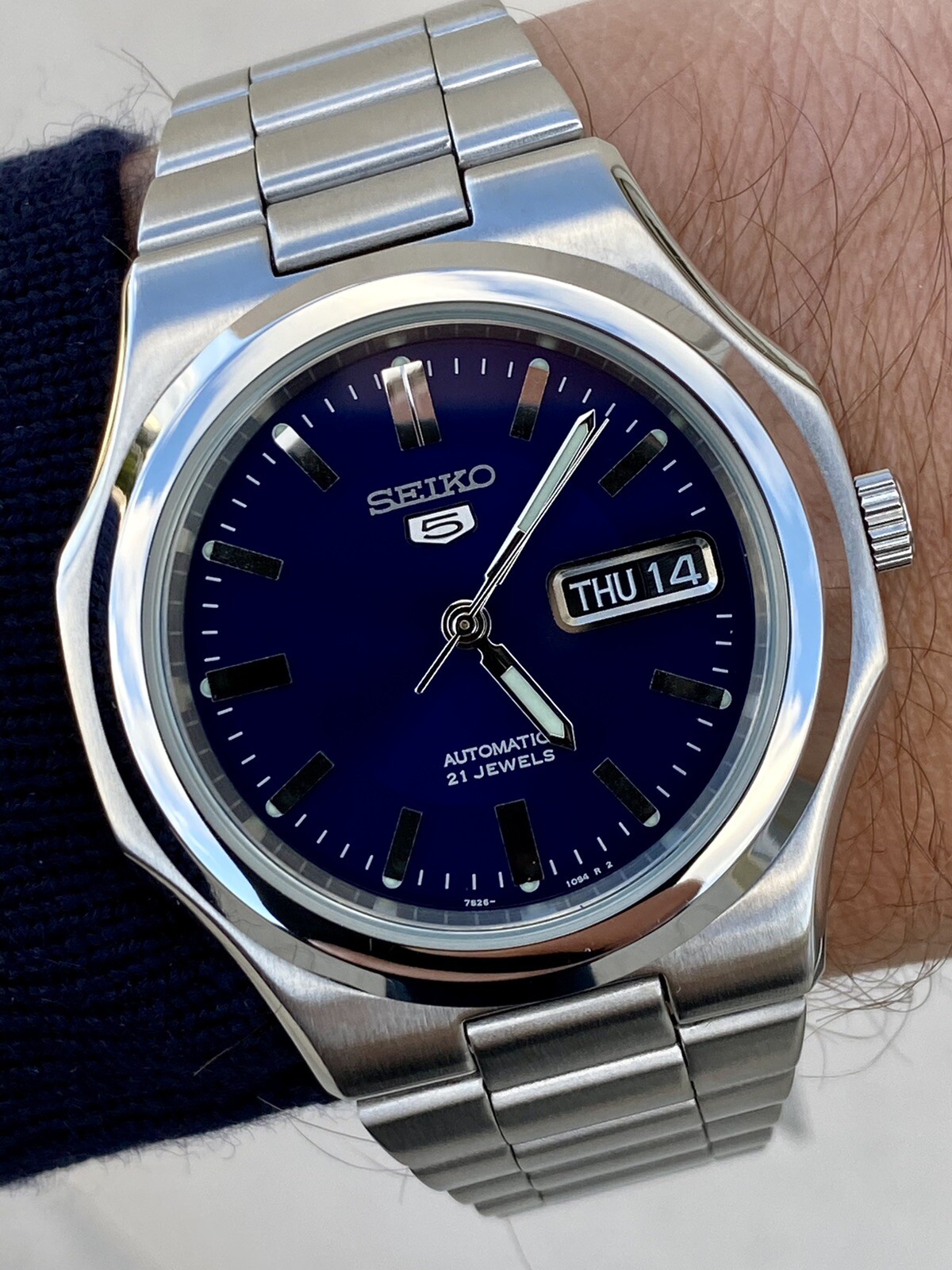 RARE SEIKO SNKK45 5 SEIKONAUT NAUTILUS DAYDATE 7S26 BLUE DIAL WATCH MOD  SNKK57 | eBay
